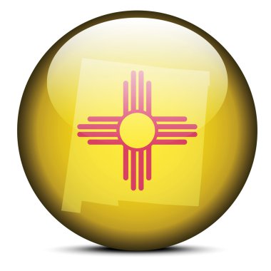 Map on flag button of USA New mexico State clipart