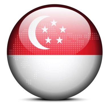 Nokta deseni ile bir Singapur Cumhuriyeti bayrağı düğmesini göster
