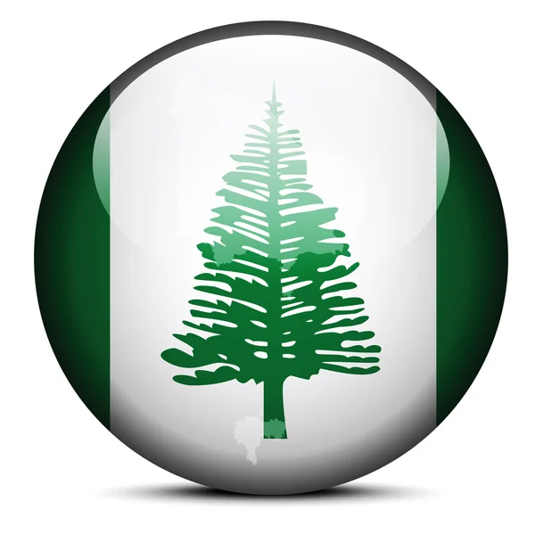 Mapa no botão bandeira de Territory Norfolk Island, Australian over —  Vetores de Stock