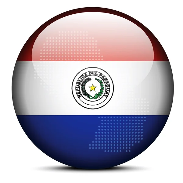 Karte mit Punktmuster auf Flaggenknopf der Republik Paraguay — Stockvektor