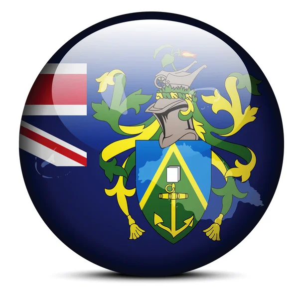 Mapa en el botón de bandera de Islas Pitcairn — Archivo Imágenes Vectoriales