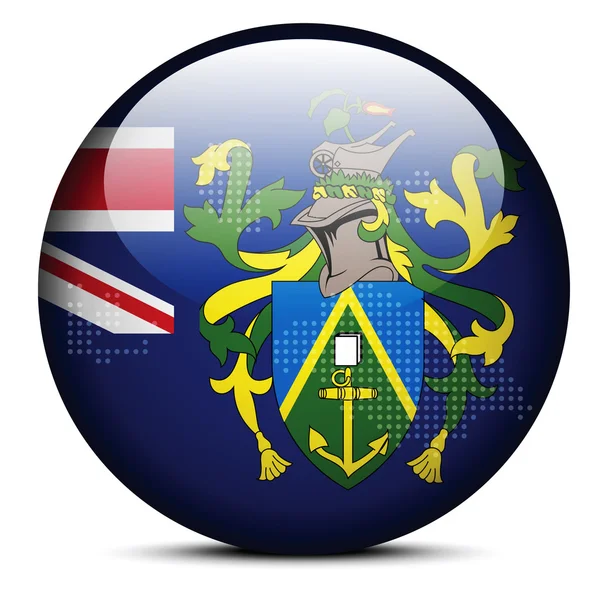 Mapa con patrón de puntos en el botón de bandera de Islas Pitcairn — Archivo Imágenes Vectoriales