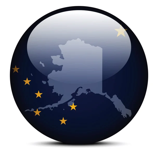 アメリカ合衆国アラスカ州の旗ボタンをマップします。 — ストックベクタ