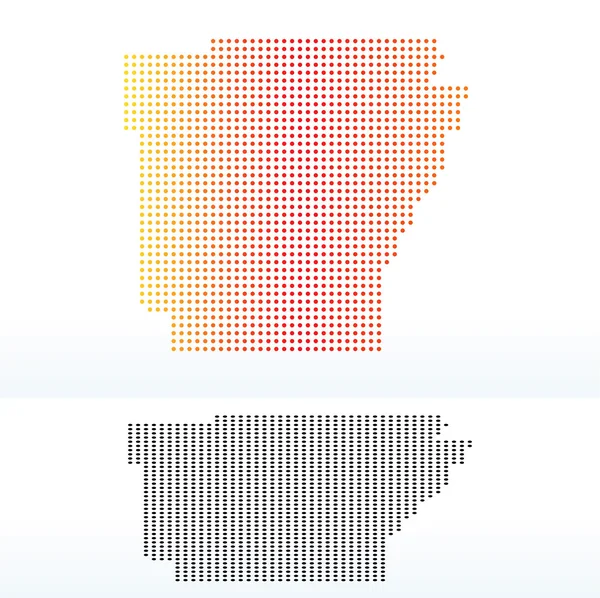 Mapa do estado do Arkansas dos EUA com padrão Dot — Vetor de Stock