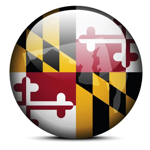 Map on flag button of USA Maryland State — Stock Vector