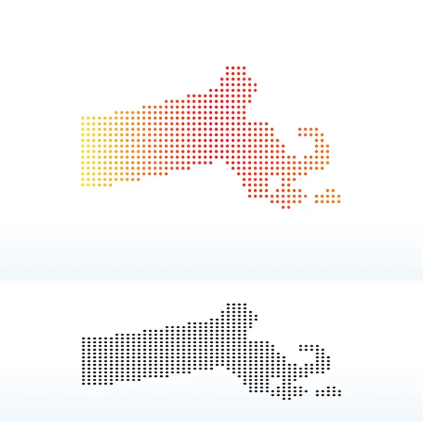 Mapa státu Massachusetts Usa s Dot Pattern — Stockový vektor