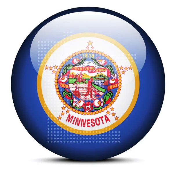 Mapa con patrón de puntos en el botón de la bandera de USA Minnesota State — Vector de stock