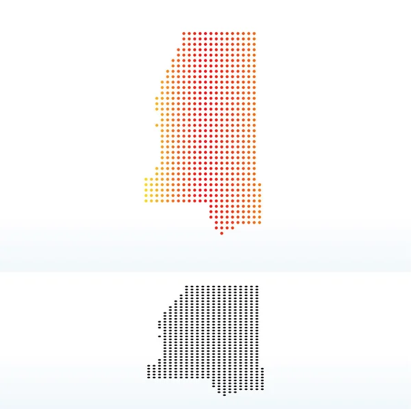 ドットのパターンでアメリカ合衆国ミシシッピ州の地図 — ストックベクタ