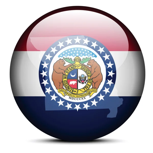 Mapa no botão de bandeira de USA Missouri State —  Vetores de Stock