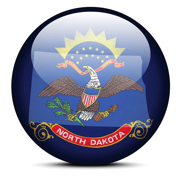 Carte sur le bouton de drapeau de l'État du Dakota du Nord — Image vectorielle