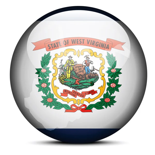 Map on flag button of USA West Virginia State — Stock Vector