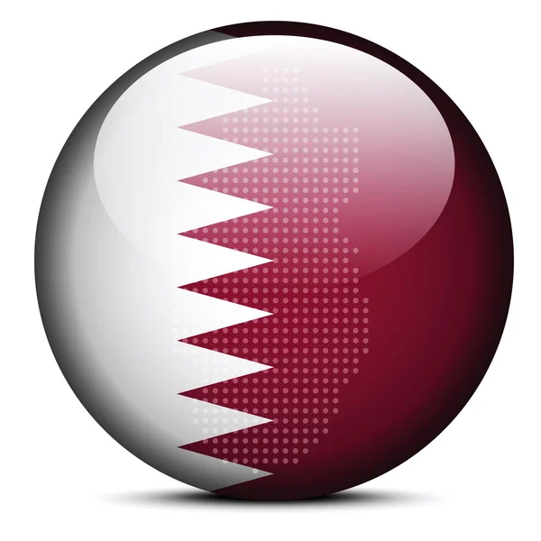 Mapa con patrón de puntos en el botón de bandera del Estado de Qatar — Vector de stock
