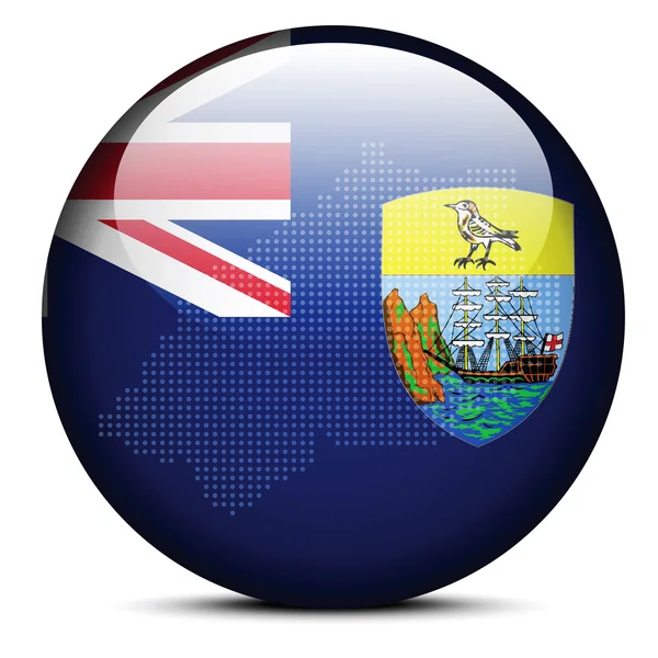 Carte avec motif de points sur le bouton drapeau de Sainte-Hélène - British ov — Image vectorielle