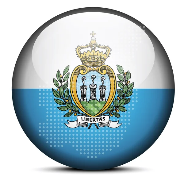 Mappa con Dot Pattern sul pulsante di bandiera della Repubblica San Marino — Vettoriale Stock