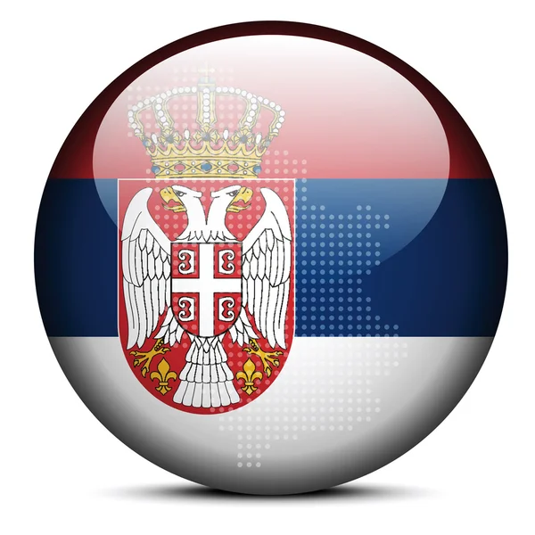 Карта с точкой на кнопке флага Республики Сербия — стоковый вектор