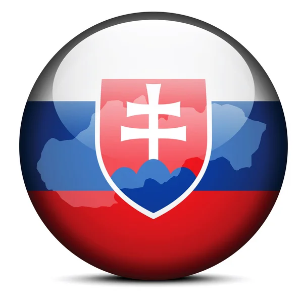 Carte sur le bouton de drapeau de République slovaque — Image vectorielle
