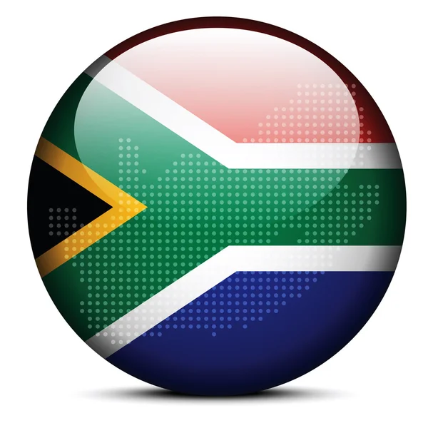 Mappa con Dot Pattern sul pulsante bandiera della Repubblica Sud Africa — Vettoriale Stock