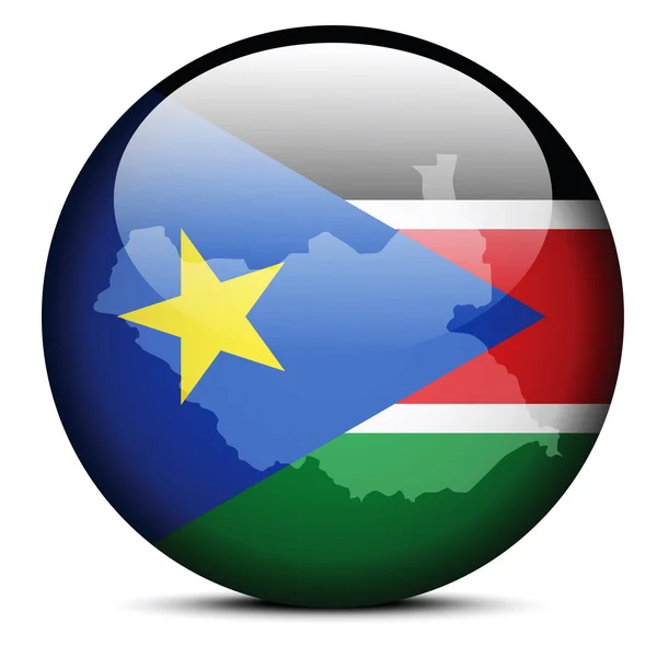 Mapa no botão bandeira de República Sudão do Sul —  Vetores de Stock