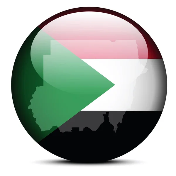 Mappa sul pulsante di bandiera della Repubblica del Sudan — Vettoriale Stock