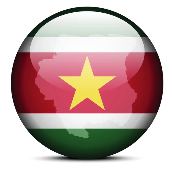 Carte sur le bouton de drapeau de République Suriname — Image vectorielle