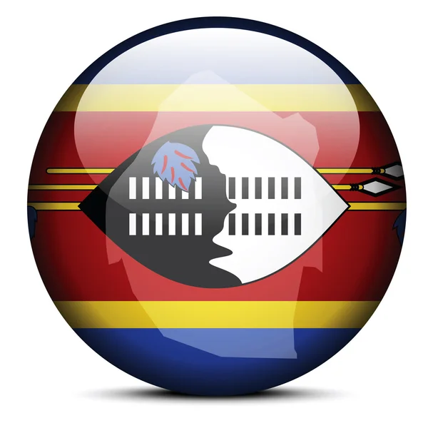 Mappa sul pulsante bandiera di Kingdom Swaziland — Vettoriale Stock