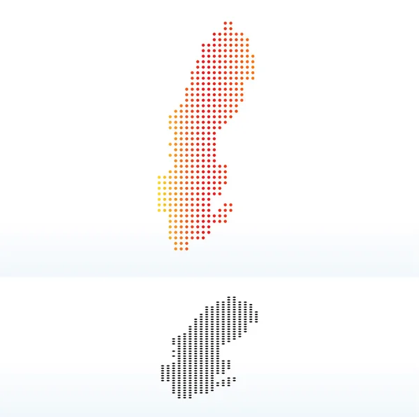 Karta över kungariket Sverige med Dot mönster — Stock vektor