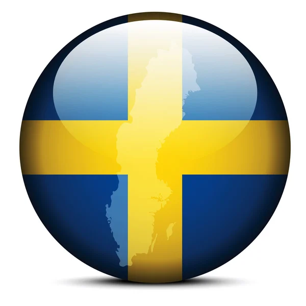 Mappa sul pulsante di bandiera di Kingdom Sweden — Vettoriale Stock