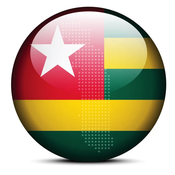 Carte avec motif de points sur le bouton drapeau de la République togolaise — Image vectorielle