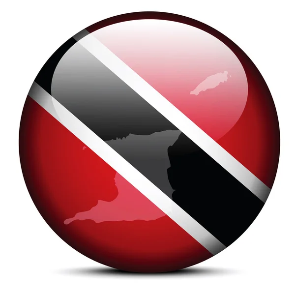 Map on flag button of Republic  Trinidad and Tobago — Stock Vector