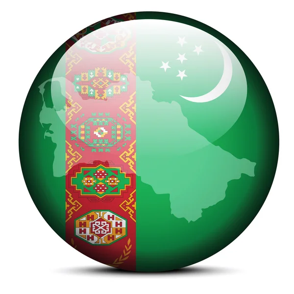 Mapa en el botón de bandera de Turkmenistán — Archivo Imágenes Vectoriales