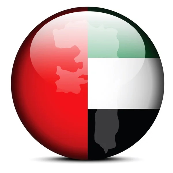 Mappa sul pulsante bandiera di Emirati Arabi Uniti, Emirato del Fujairah — Vettoriale Stock