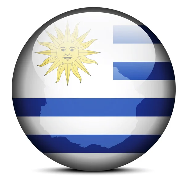 乌拉圭东岸共和国国旗按钮上映射 — 图库矢量图片