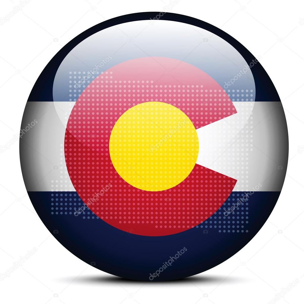 Map with Dot Pattern on flag button of USA Colorado State