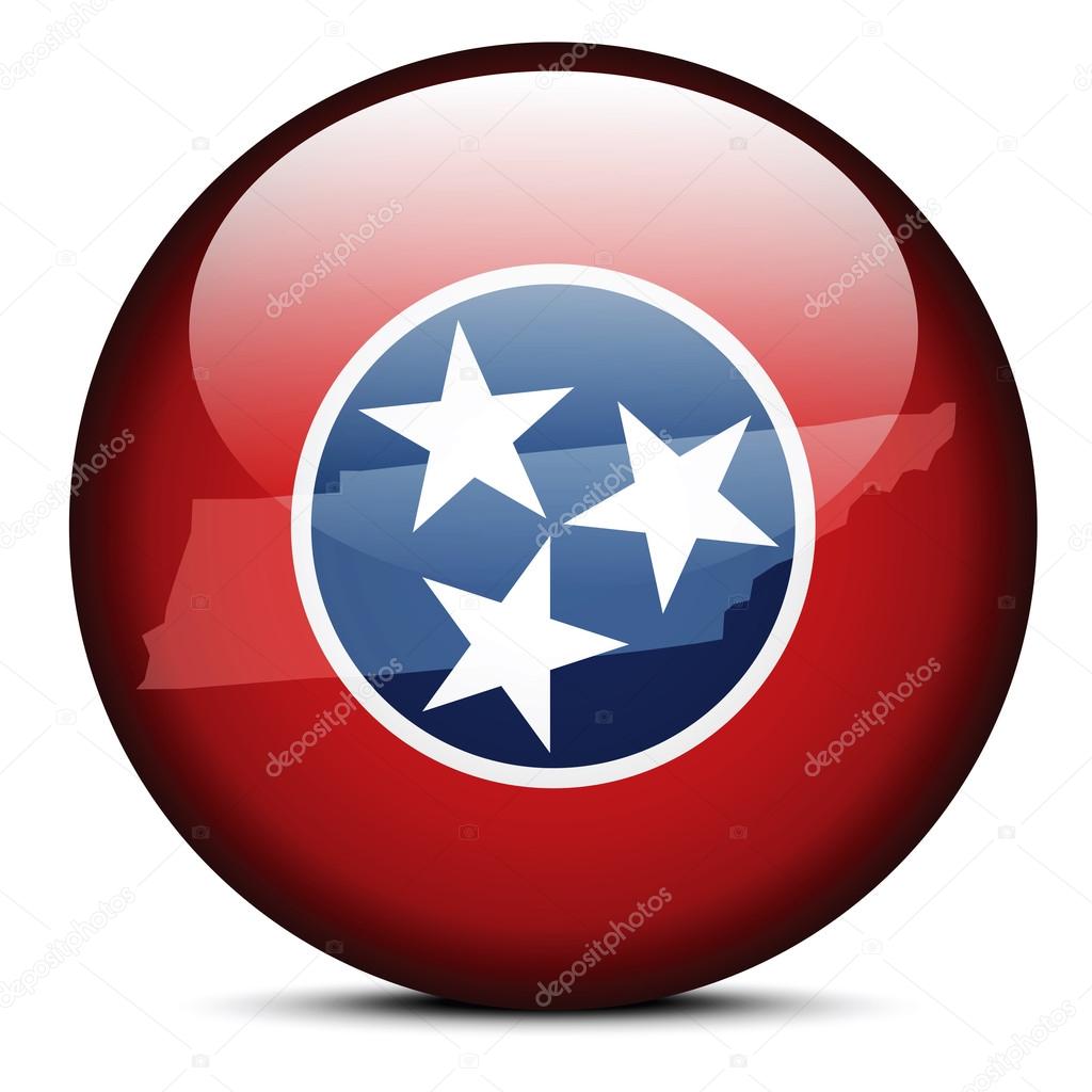 Map on flag button of USA Tennessee State