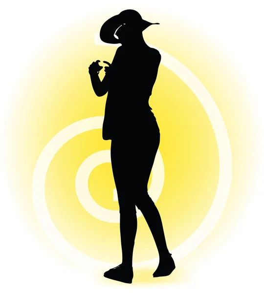 Tourist woman silhouette with handbag and sunglasses — Stock Vector