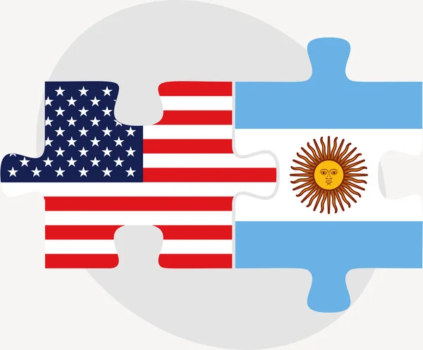 美国和阿根廷国旗的拼图 — 图库矢量图片