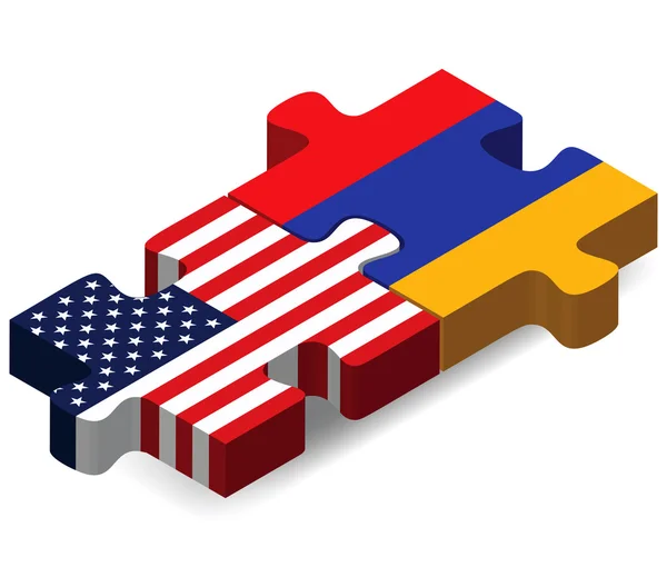 USA and Armenia Flags in puzzle — Stock Vector