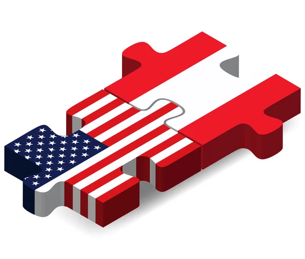 USA och Österrike flaggor i pussel — Stock vektor
