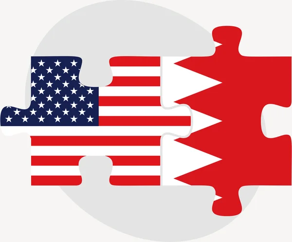 USA and Bahrain Flags in puzzle — Stock Vector