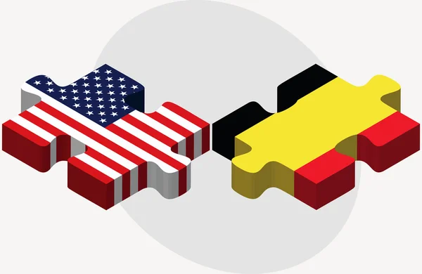 美国和印度尼西亚国旗在插图益智孤立在 wh — 图库矢量图片