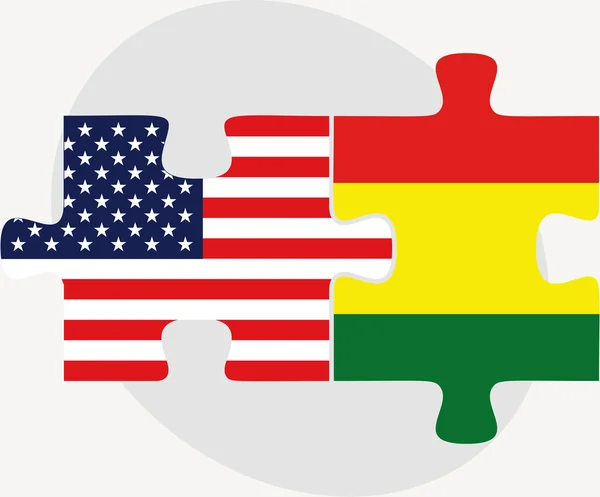 USA und Bolivien Flaggen in Puzzle — Stockvektor