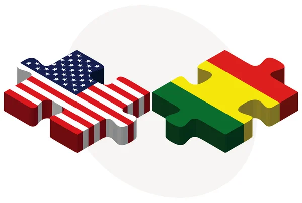 USA och Bolivia flaggor i pussel — Stock vektor