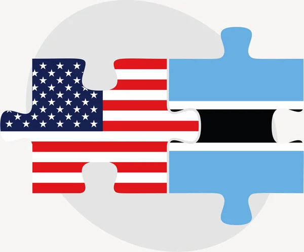 USA a Botswana vlajky v puzzle — Stockový vektor