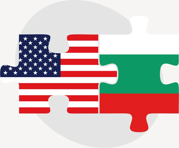 USA and Bulgaria Flags in puzzle — Stock Vector