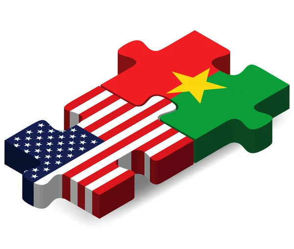 USA dan Burkina Faso Bendera dalam teka-teki - Stok Vektor