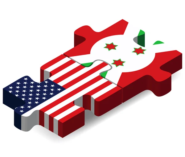 USA und Burundi Flaggen in Puzzle — Stockvektor