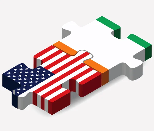 USA och Cote d'Ivoire flaggor i pussel — Stock vektor
