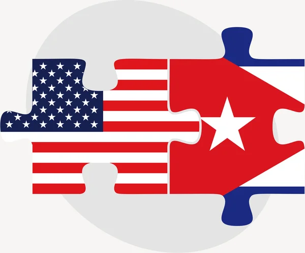 Etats-Unis et Cuba Drapeaux en puzzle — Image vectorielle