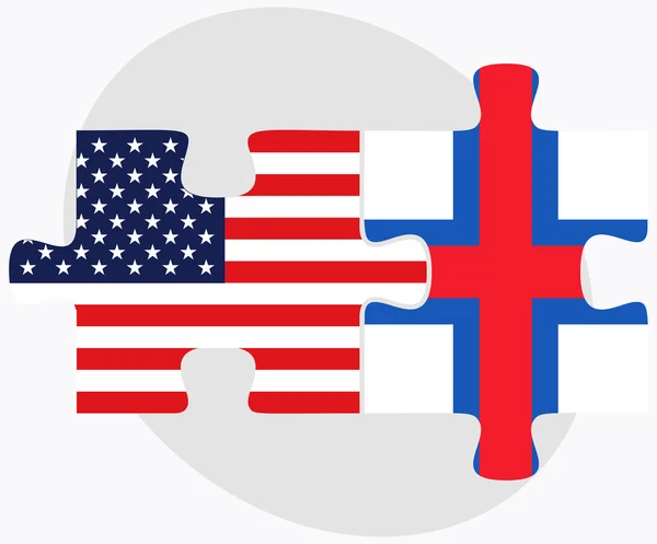 VS en Faeröer vlaggen in puzzel — Stockvector