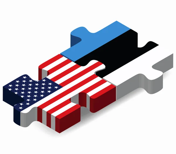 USA und Estland Flaggen in Puzzle — Stockvektor